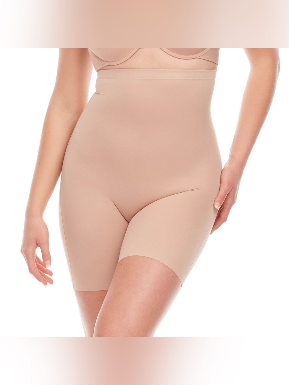 SPANX Shapewear nude beige high rise shorts mid thigh neutral sand assets